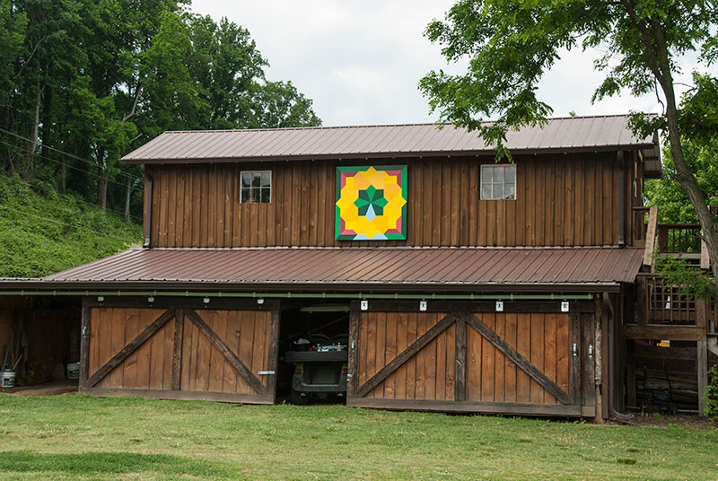 DCTC-quilt-installed Quilt trail quilt block on Deep Creek Tube Center Barn, Bryson City NC