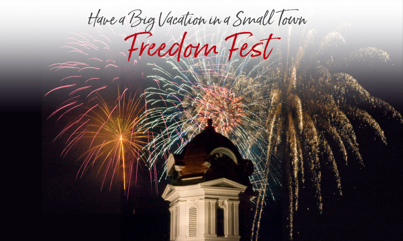 freedom Fireworks above old courthouse dome