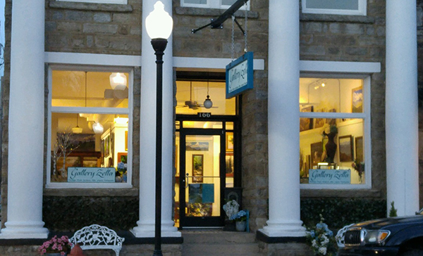 night view of lit up art gallery exterior