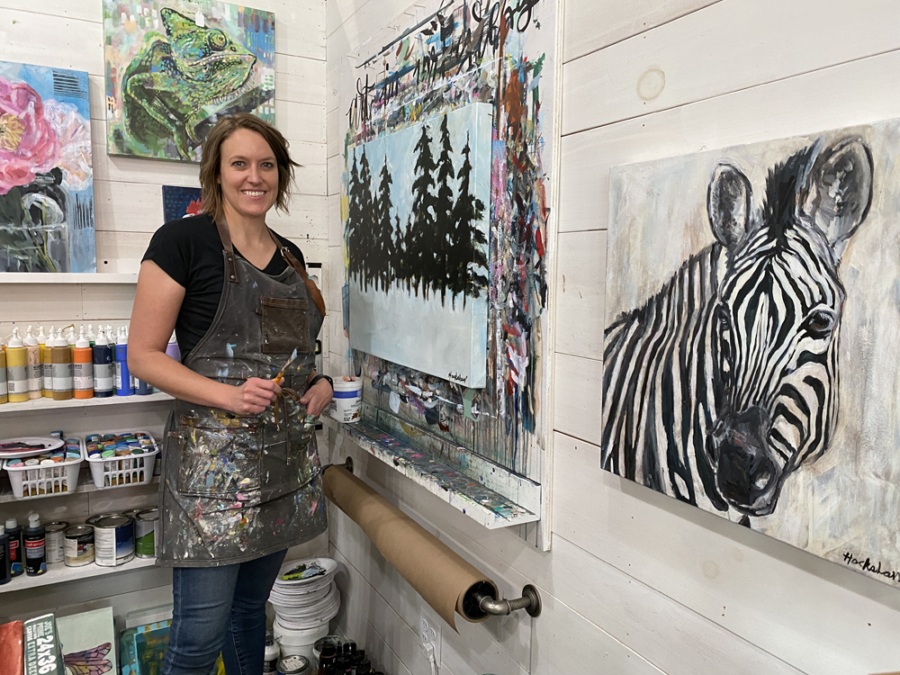 Ashley Hackshaw artist in her studio