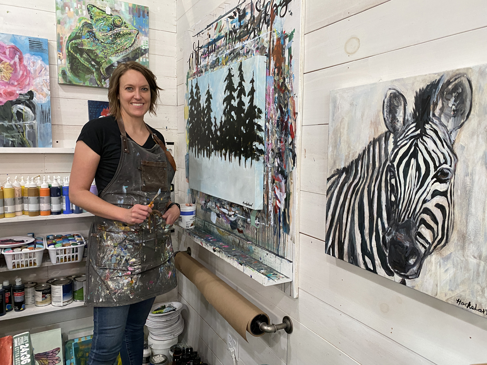 Ashley Hackshaw Ashley Hackshaw artist in her studio