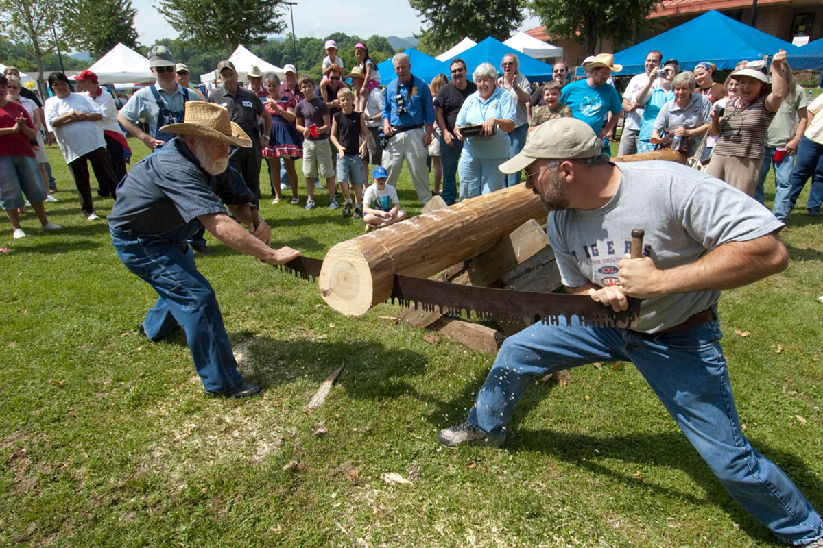 Log sawing at the Heritage Festival