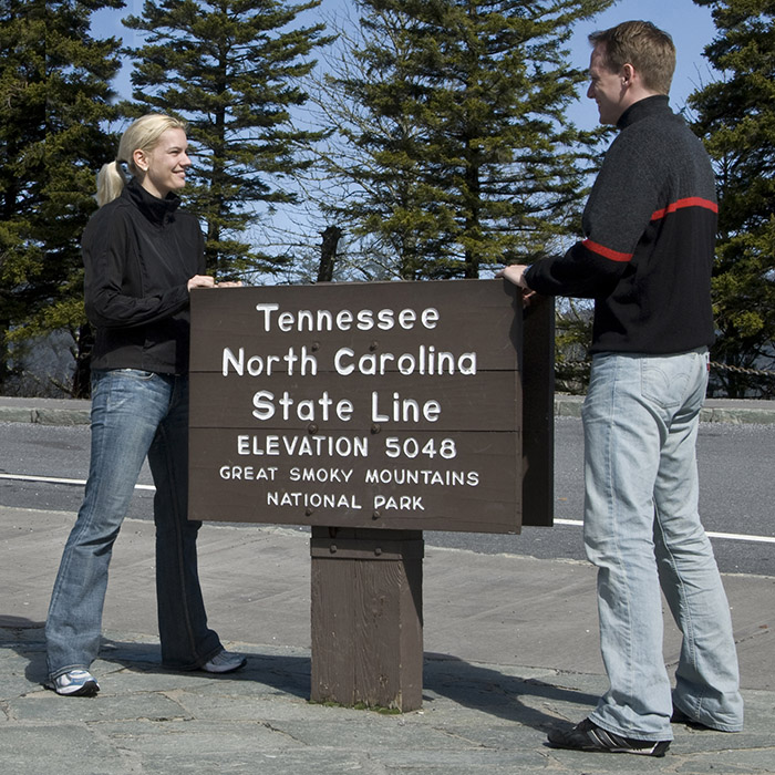 One foot i Tennessee, the other on North Carolina