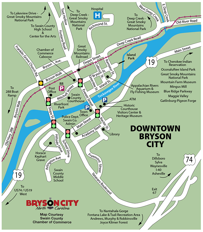 map of downtown bryson city