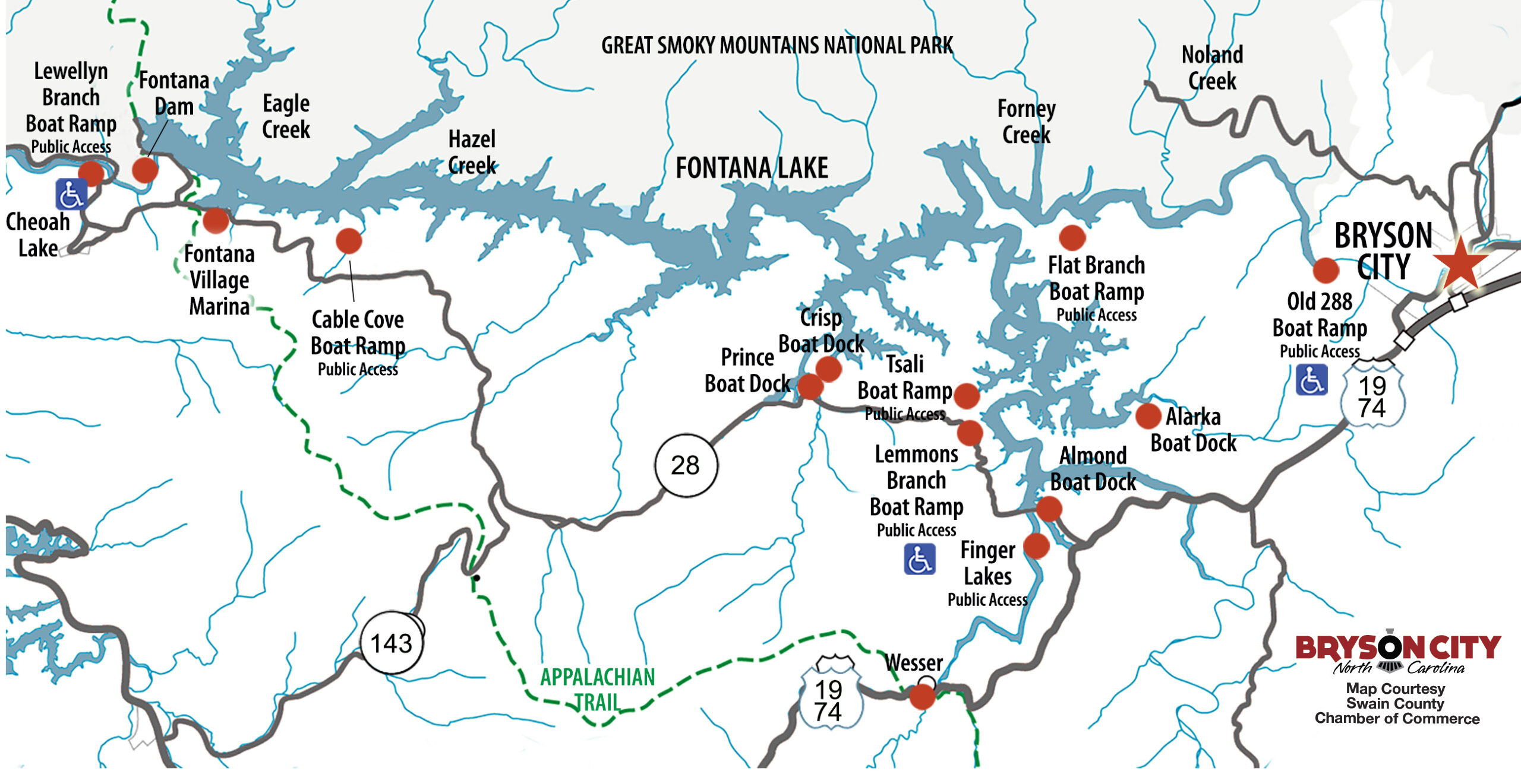 Fontana Lake map